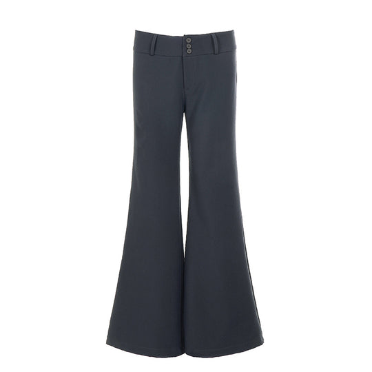 Damen nan hochtaillierte Schlaghose mit weitem Glockenbein und dekorativer Knopfleiste Shop Nory