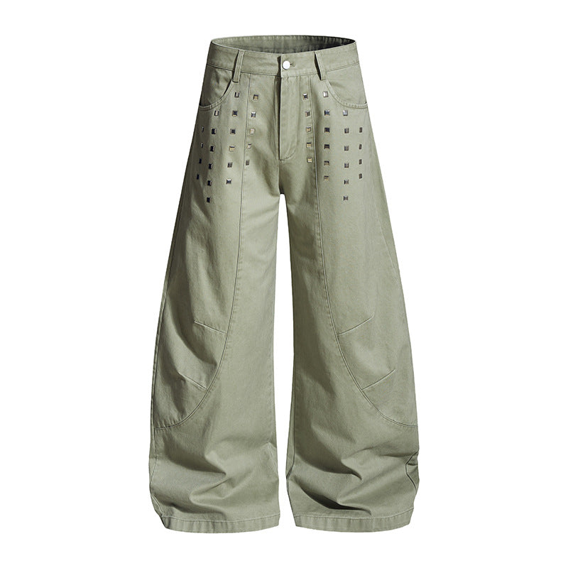 Damen Weite Culotte-Cargohose mit hohem Bund und Metallnieten, tiefer Schritt und aufgesetzten Taschen Shop Nory