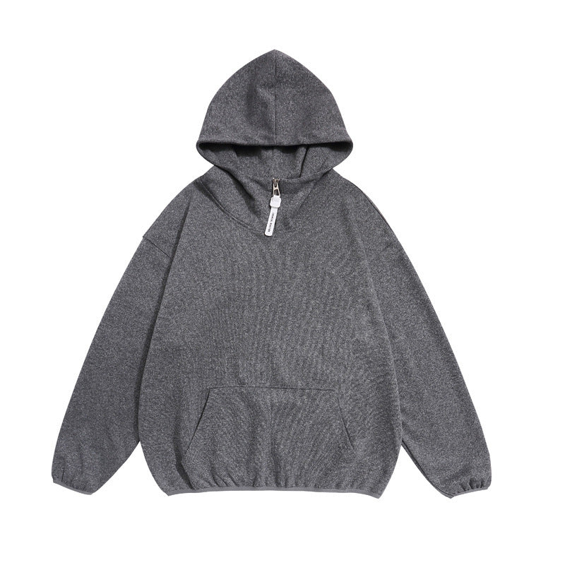 Unisex Kuscheliger Oversize-Kapuzenpullover mit elastischem Saum und halbem Reißverschluss Shop Nory