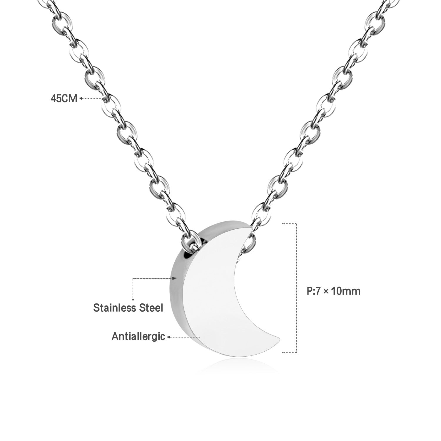 Damen Halskette mit halbmondförmigem Anhänger aus Edelstahl und goldplattierter Oberfläche Shop Nory