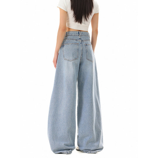Damen Weite Cropped-Denim Culotte mit hoher Taille und Karottenform Shop Nory