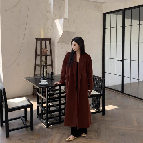 Damen Oversized Wollmantel mit klassischem Reverskragen Shop Nory