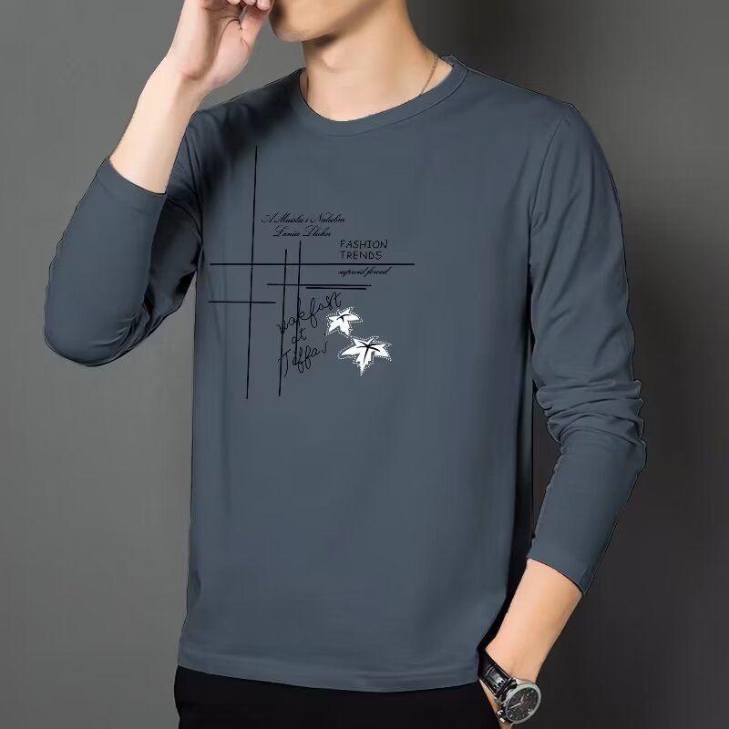 Herren Modisches Langarmshirt mit kreativem Druck Shop Nory