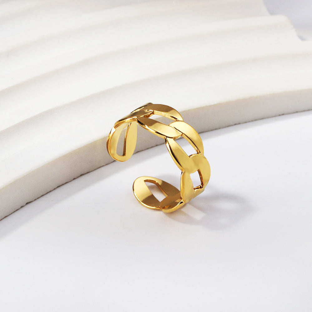 Damen Offener Armreif aus hochwertigem Edelstahl mit goldplattiertem Design Shop Nory