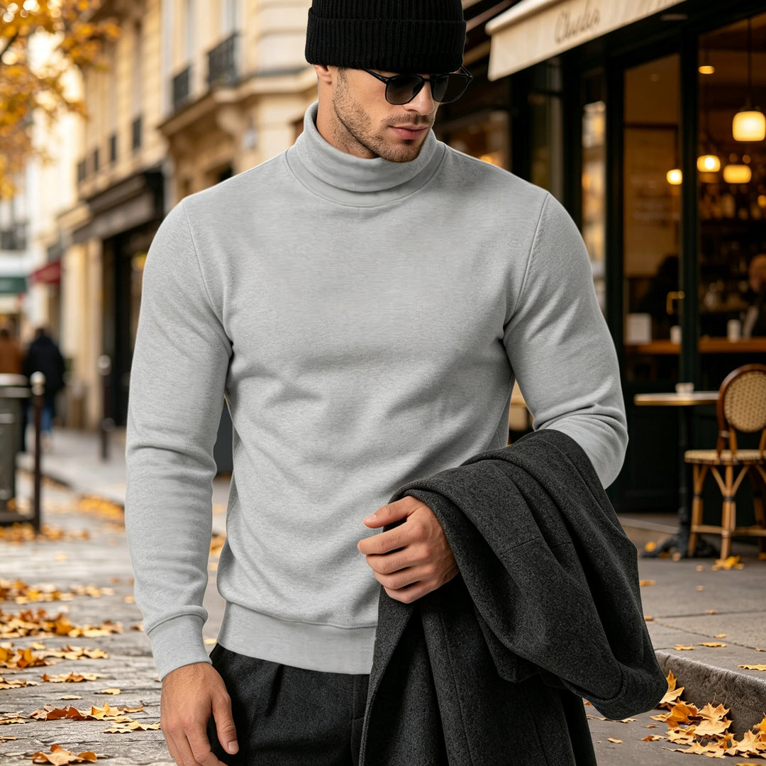 Herren Eleganter Baumwoll-Mix Rollkragenpullover Slim Fit Shop Nory