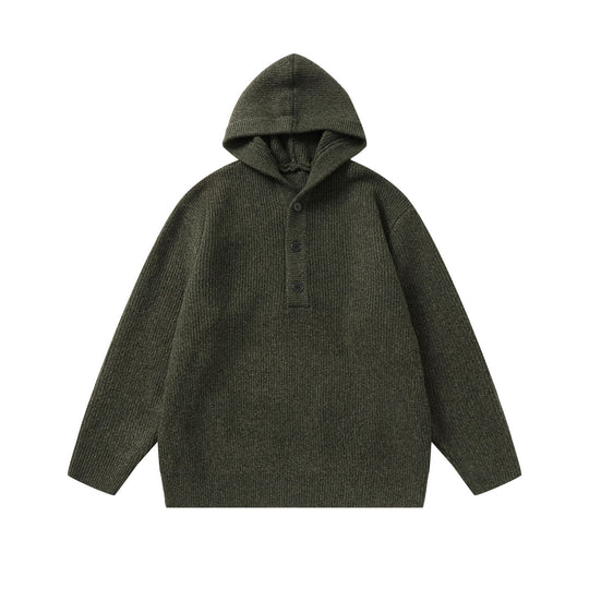 Unisex Gerippter Strick-Hoodie mit Halbknopfblende und Oversize-Schnitt Shop Nory
