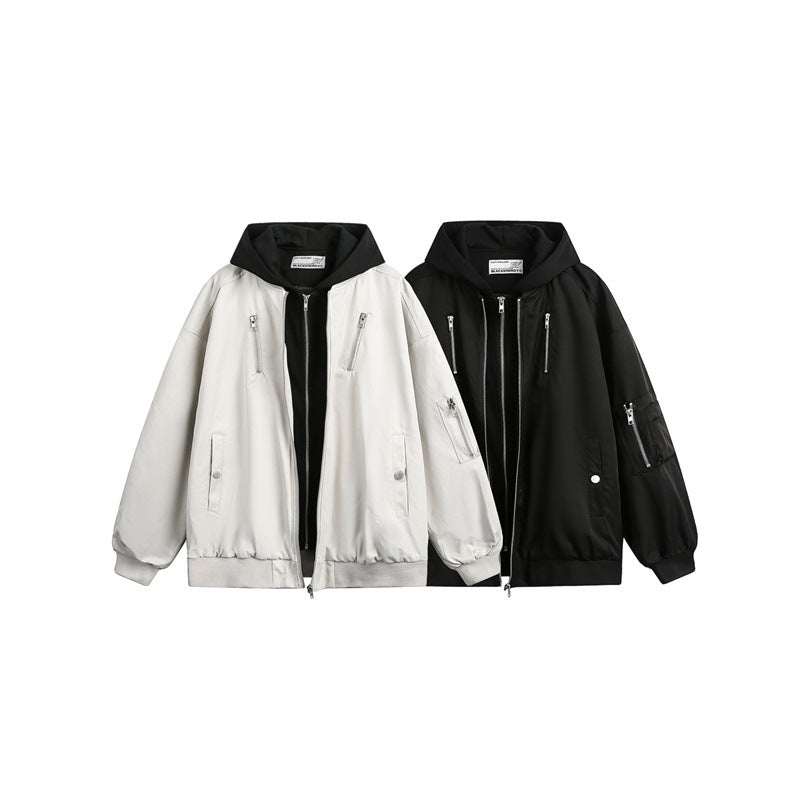 Unisex Boxy Bomberjacke mit integriertem Kapuzenlayer und multifunktionalen Taschen Shop Nory