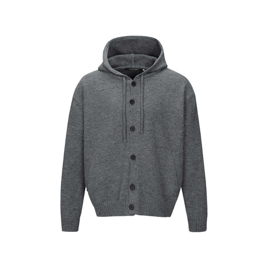 Unisex Kapuzen-Cardigan mit Knopfleiste, angerauter Strickstruktur und Rippbündchen Shop Nory