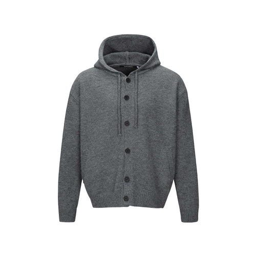 Unisex Kapuzen-Cardigan mit Knopfleiste, angerauter Strickstruktur und Rippbündchen Shop Nory