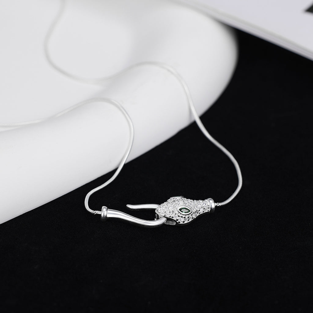 Damen filigrane Halskette mit kunstvollem Schlangendesign und funkelnden Zirkonia Shop Nory