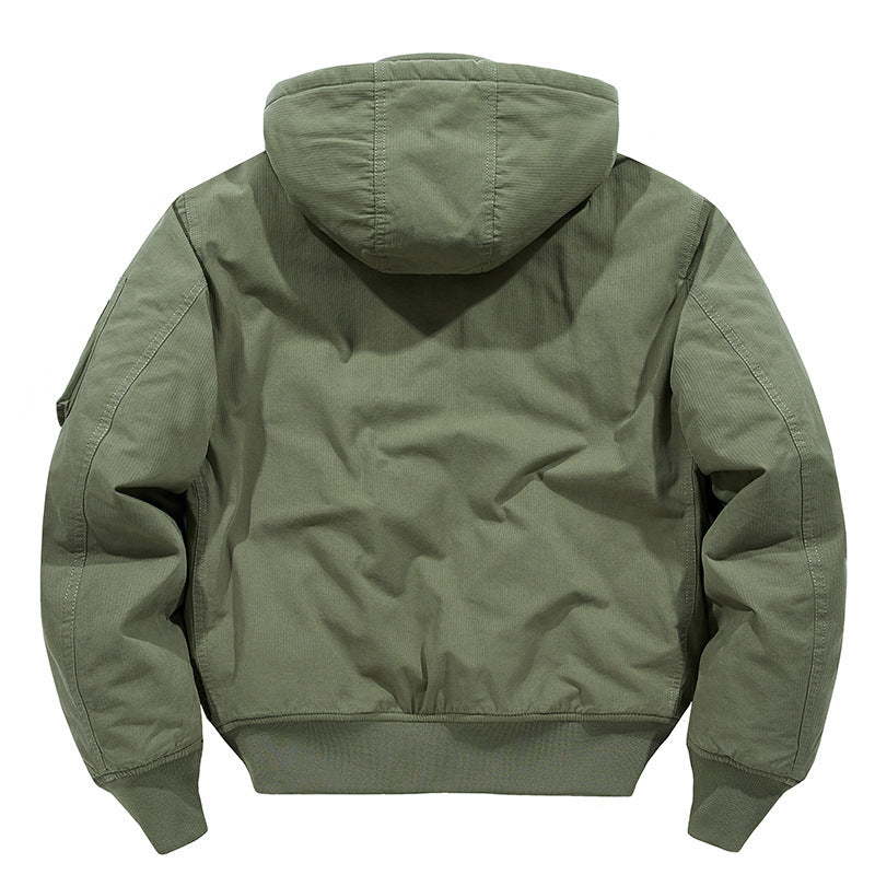 Herren multifunktionale Feldjacke im Bomberstil mit Kapuze und Ärmel-Tasche Shop Nory