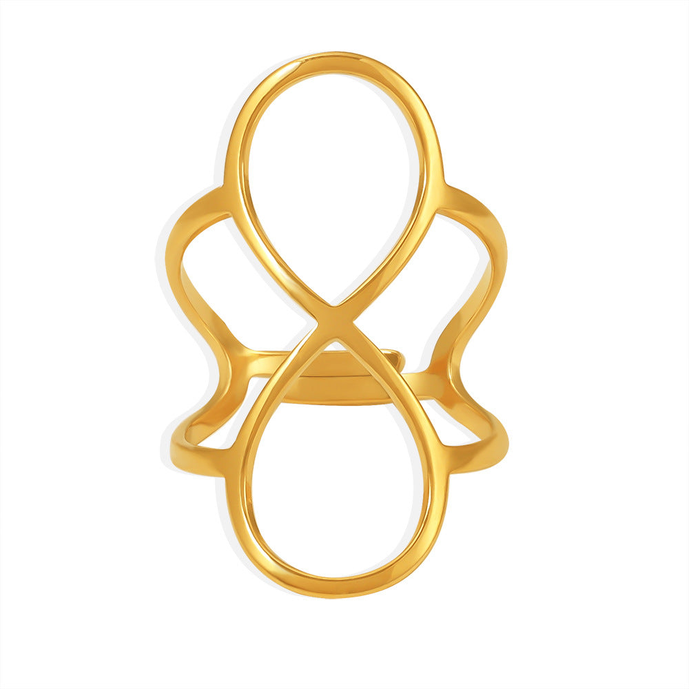Damen goldfarbener Edelstahl Ring mit filigranem Design Shop Nory