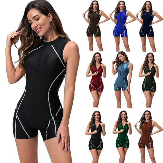 Damen Sportlicher Badeanzug mit hohen Beinausschnitten