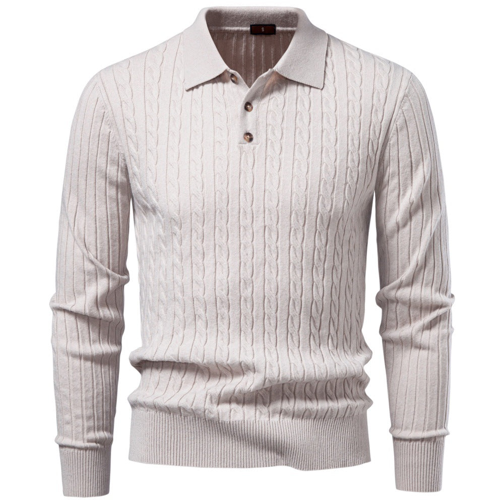 Herren Feinstrick-Polo mit Zopfmuster und Kragen Shop Nory