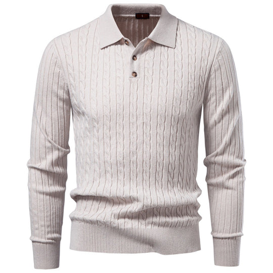 Herren Feinstrick-Polo mit Zopfmuster und Kragen Shop Nory