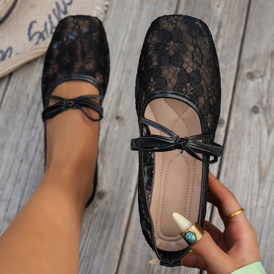 Damen elegante Ballerinas mit floralen Applikationen und rutschfester Sohle