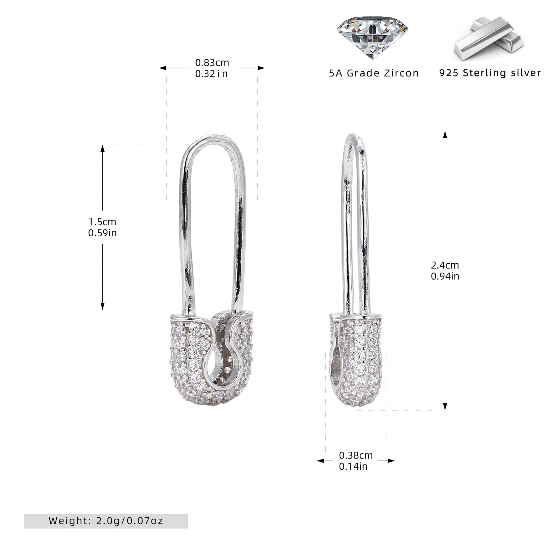 Damen Ohrhänger mit luxuriösem Zirkonbesatz aus hochwertigem 925 Sterling Silber Shop Nory