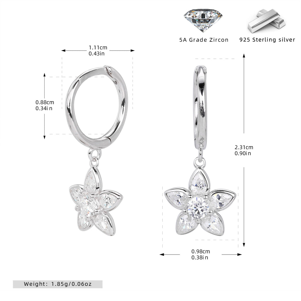 Damen Ohrringe mit elegantem Blumendesign aus hochwertigem 925 Sterling Silber Shop Nory