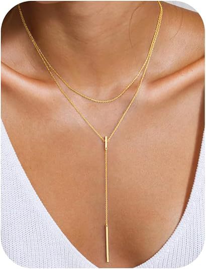 Damen mehrlagige Halskette mit minimalistischen Anhängern Shop Nory