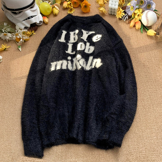 Damen Flauschiger Pullover mit kreativem Aufdruck Shop Nory