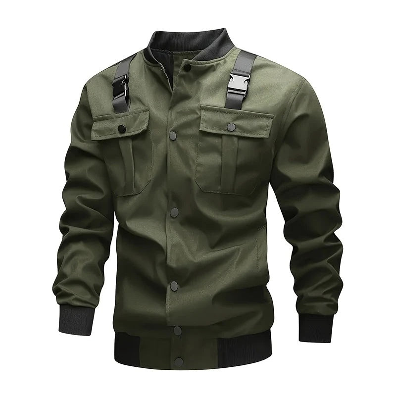Herren Bomberjacke im Utility‑Stil mit Schulterträgern, Druckknopfleiste & Pattentaschen Shop Nory