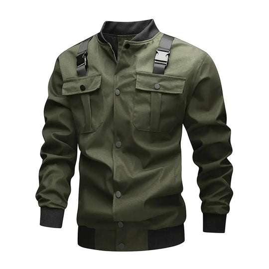 Herren Bomberjacke im Utility‑Stil mit Schulterträgern, Druckknopfleiste & Pattentaschen Shop Nory