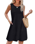 Damen Sommerkleid mit eleganter Faltenstruktur und praktischen Eingrifftaschen