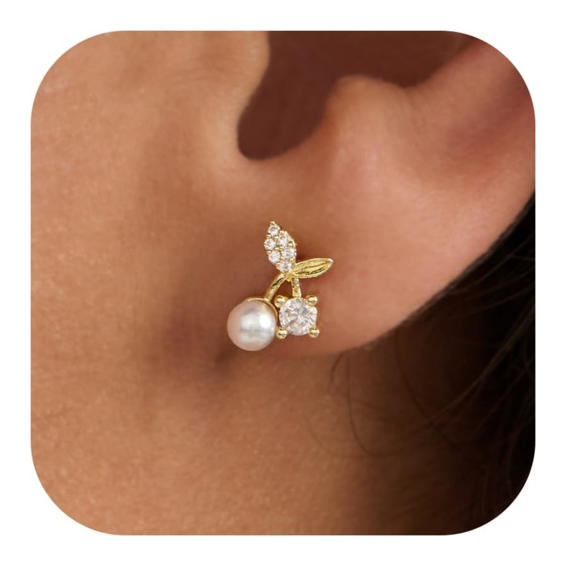 Damen Ohrstecker mit elegantem Blatt- und Perlen-Design Shop Nory