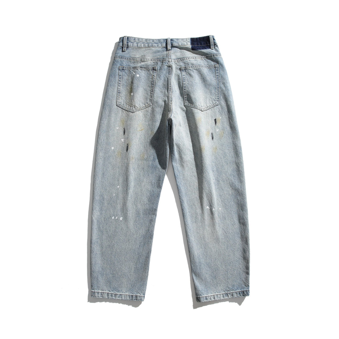 Unisex Lässige Relaxed-Fit Jeans mit hoher Taille und Paint-Distress Shop Nory