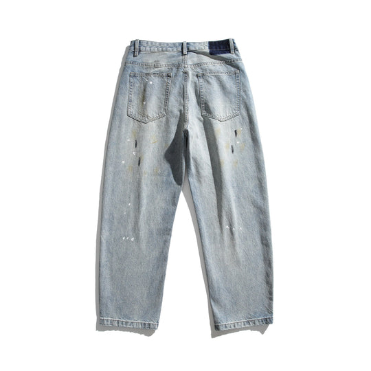 Unisex Lässige Relaxed-Fit Jeans mit hoher Taille und Paint-Distress Shop Nory