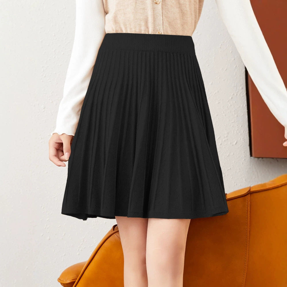 Damen Plissierter Wollrock mit elastischem Bund Shop Nory