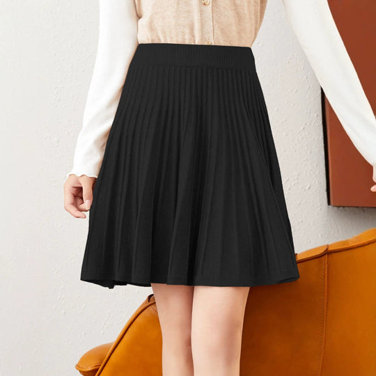 Damen Plissierter Wollrock mit elastischem Bund Shop Nory