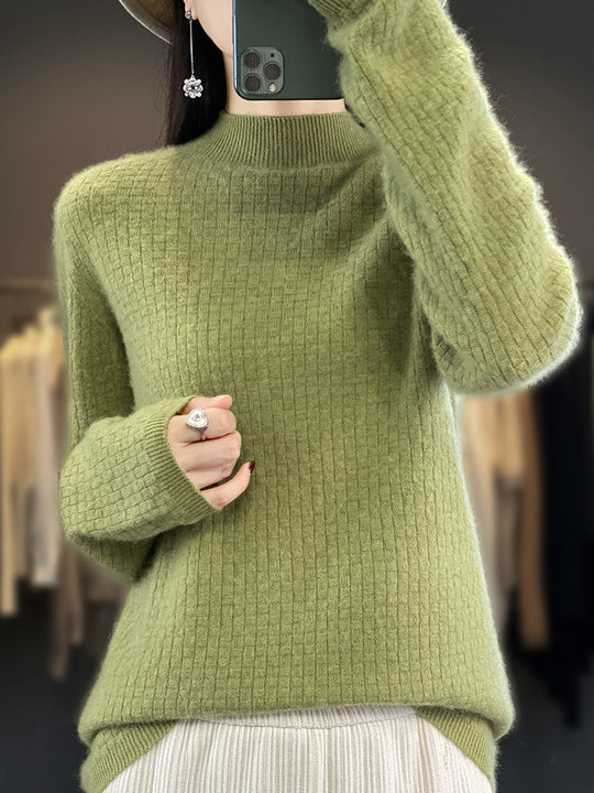 Damen Weicher Boxy-Mockneckpullover im Mohair-Look mit feiner Kastenrippenstruktur Shop Nory