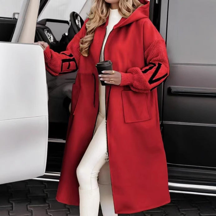 Damen nan Kapuzenmantel mit oversized Schnitt, gestrickten Ärmelbündchen und aufgesetzten Taschen Shop Nory
