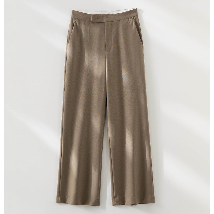 Damen Hochtaillierte weite Palazzo-Hose aus fließendem Satin mit Bügelfalte Shop Nory