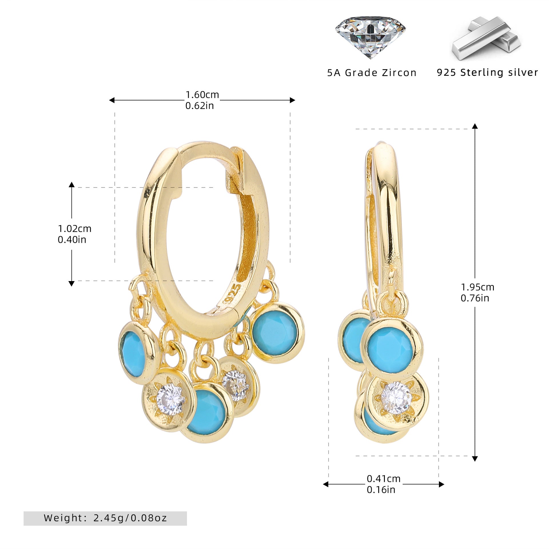 Damen Ohrhänger mit bunten Zirkon-Details Shop Nory
