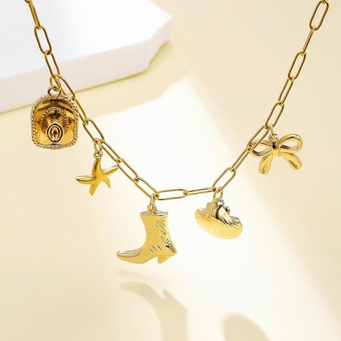 Damen Halskette mit charmanten Anhängern aus hochwertigem Edelstahl Shop Nory
