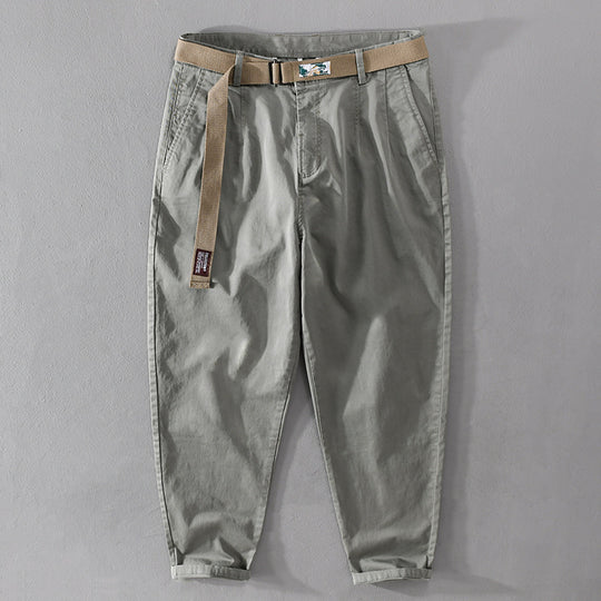 Herren Baumwoll-Chino mit Webgürtel und konischem Bein Shop Nory