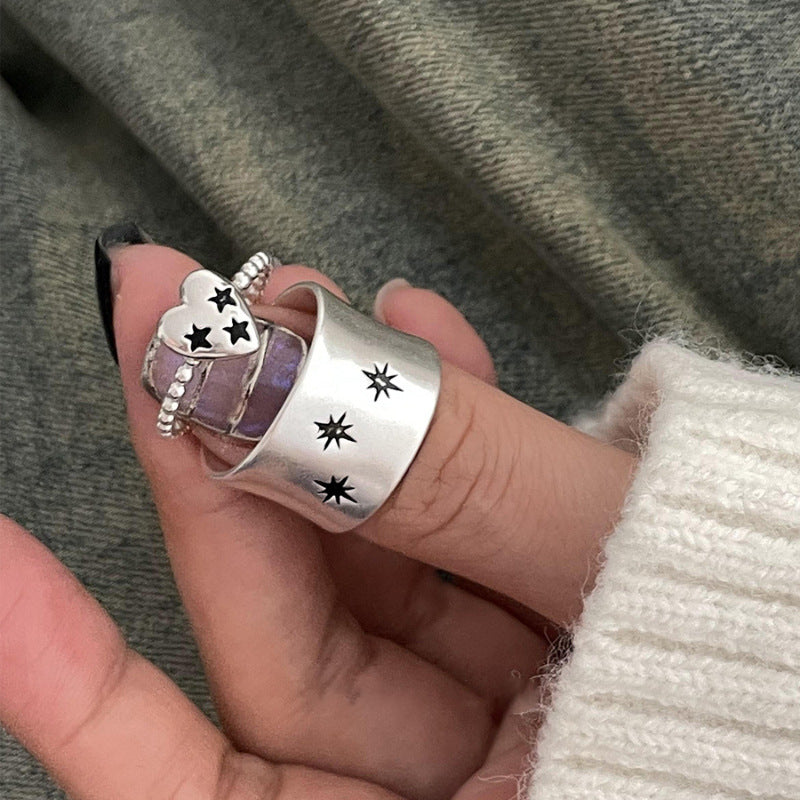 Damen herzförmiger Ring mit Sternen Shop Nory