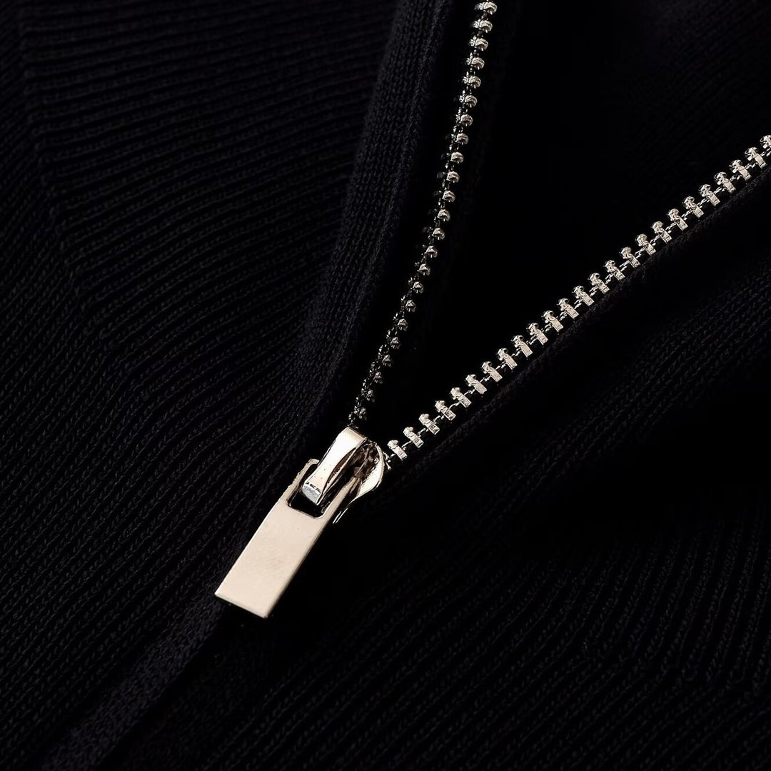 Damen Figurnah geschnittene Feinstrick-Jacke mit Stehkragen und durchgehendem Reißverschluss Shop Nory