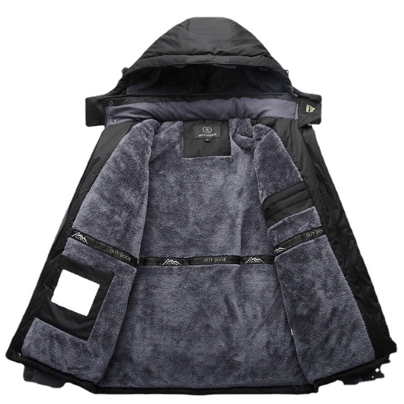 Herren gefütterter Winter‑Outdoorparka mit Teddyfleece‑Innenlage, Kapuze und wasserabweisender Shell Shop Nory