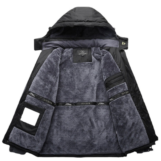 Herren gefütterter Winter‑Outdoorparka mit Teddyfleece‑Innenlage, Kapuze und wasserabweisender Shell Shop Nory