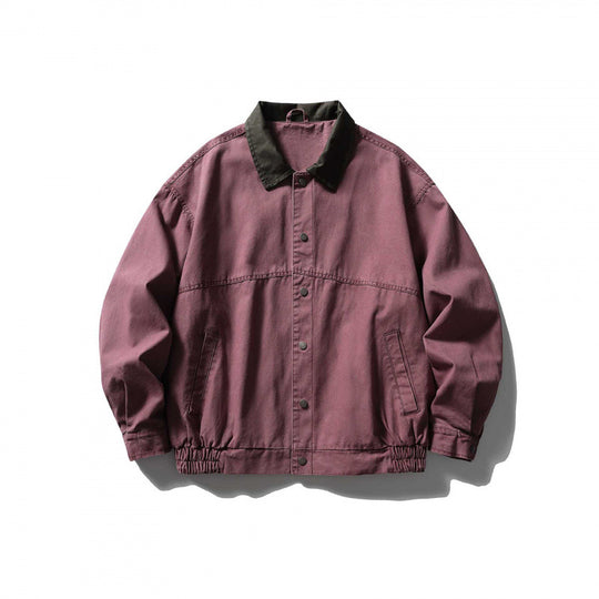 Unisex Kastenförmige Overshirt‑Jacke aus Baumwoll‑Canvas mit Cordkragen, Druckknopfleiste und elastischem Saum Shop Nory