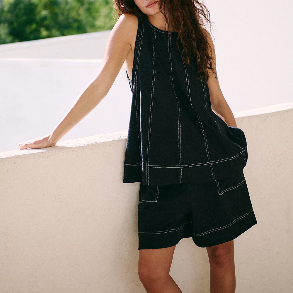 Damen lässiges Top und Shorts Set mit weitem Schnitt