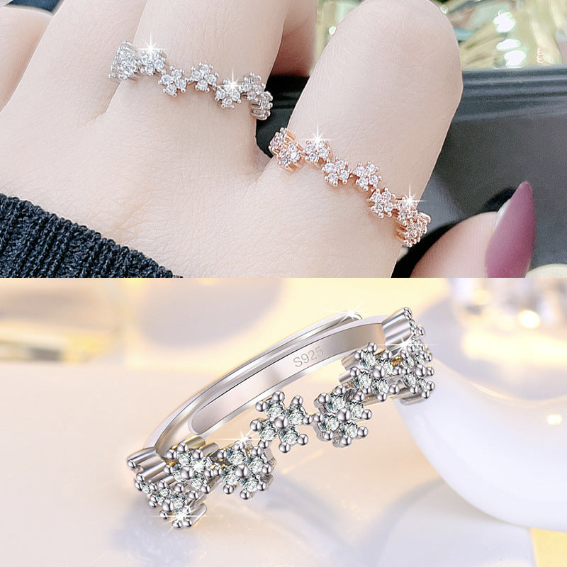 Damen Zarter Ring aus hochwertigem 925er Silber mit funkelnden Zirkonia-Elementen Shop Nory