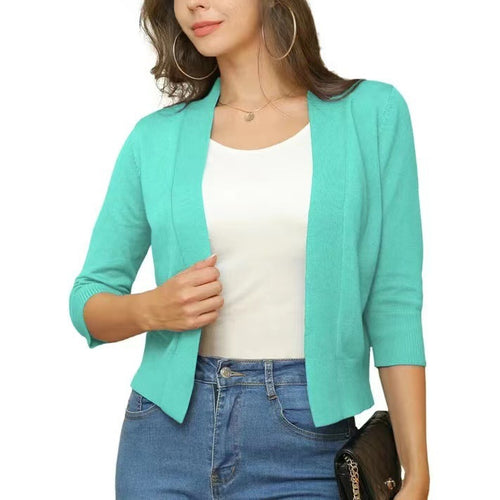 Damen nan offener Kurzcardigan mit dreiviertelärmeln und elastischem Saum Shop Nory