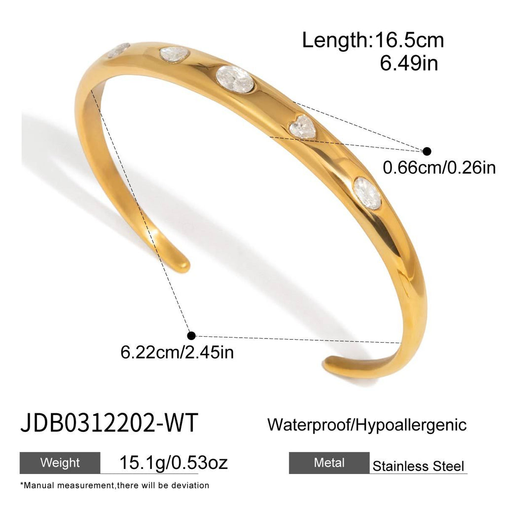 Damen Offenes Armband mit bunten Zirkonia aus hypoallergenem Edelstahl Shop Nory