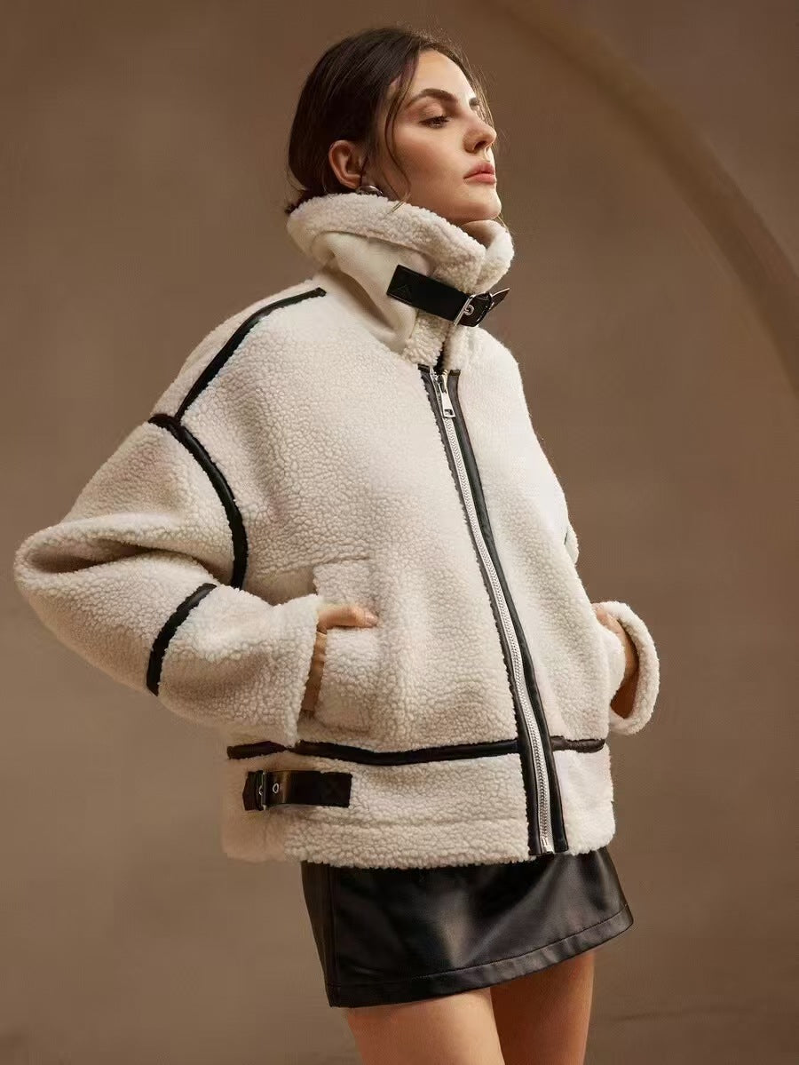 Damen Kuschelige Teddyfelljacke