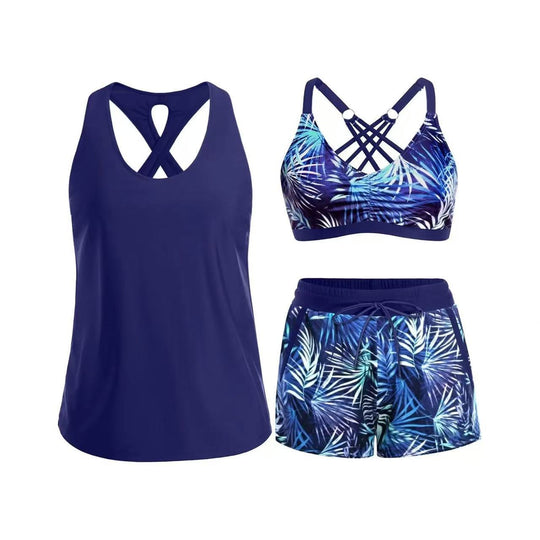 Damen Sport-Badeanzug-Set mit modischem Racerback und Shorts