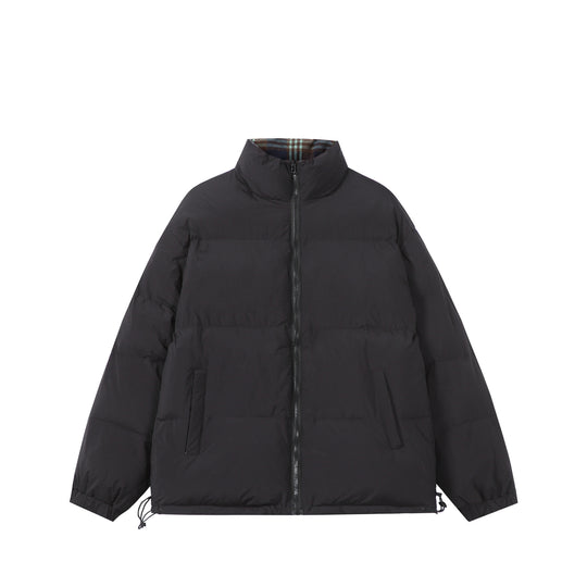 Unisex Boxy-Kurzparka mit gesteppter Isolierung, Tunnelzugsaum und kariert gefüttertem Kragen Shop Nory